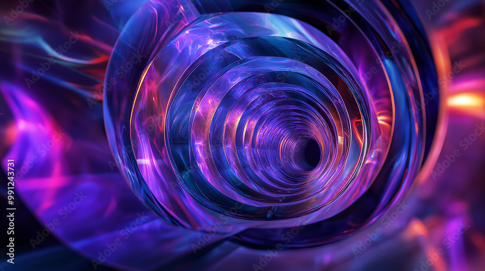 Poster abstract swirling neon vortex background pulling towards center