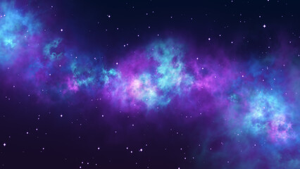 space nebula blue and purple clouds, shiny glowing stars, starry night  sky wallpaper