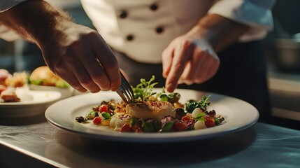 Expertly Prepared Gourmet Dish with Fresh Ingredients and Thoughtful Presentation on a Restaurant Table