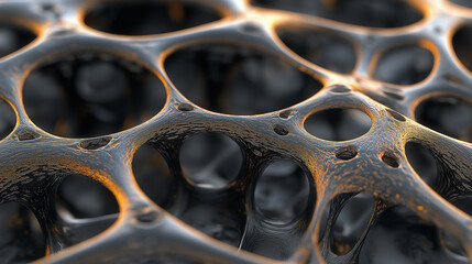 Abstract metallic structure forming a network pattern