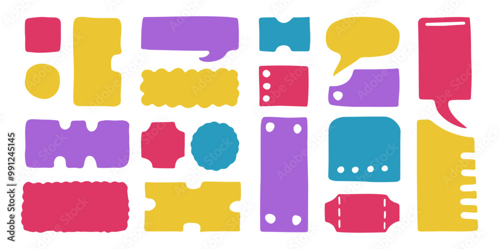 Canvas Prints set of colorful text boxes, bubbles and hand drawn tickets. doodle design elements. vector illustrat