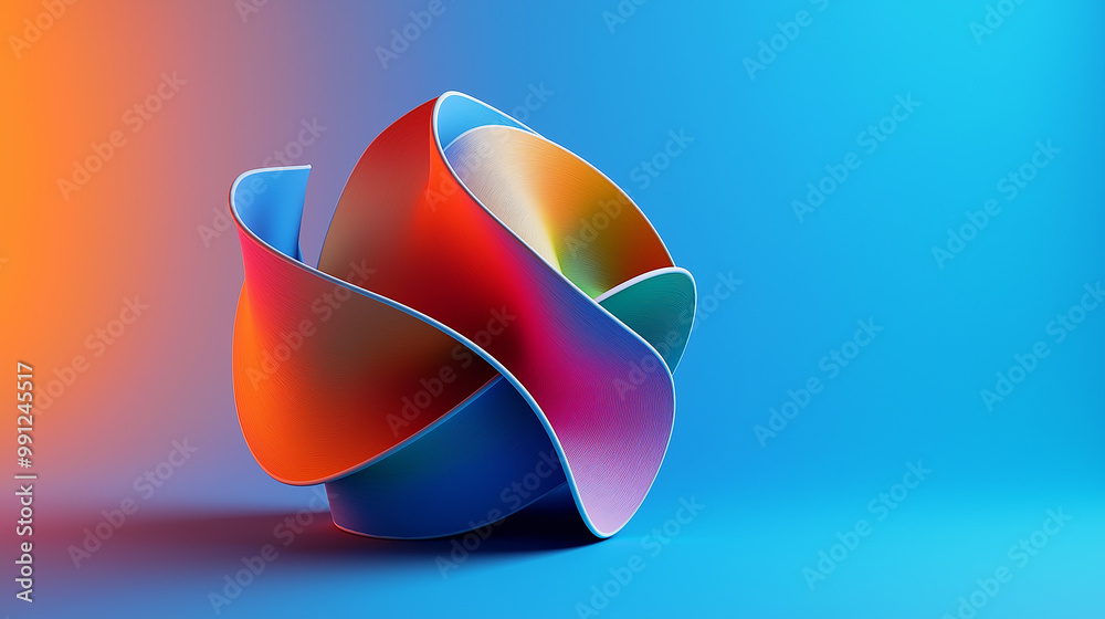Aufkleber 3d render illustration of a colorful ribbon creating a sphere