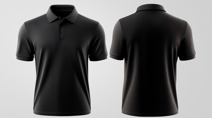 black polo shirt mockup front and back view on white background
