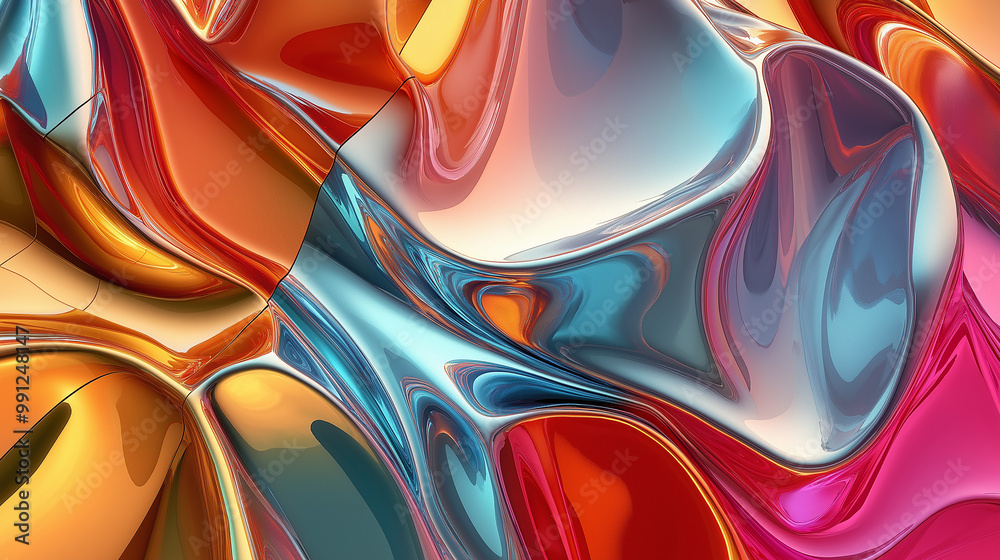 Poster colorful metallic shape shifting abstract background design