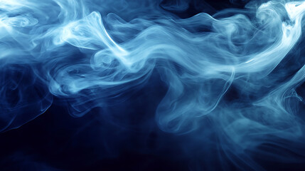 Fototapeta premium Deep blue and silver smoke swirling on a stage, creating a cool and effect
