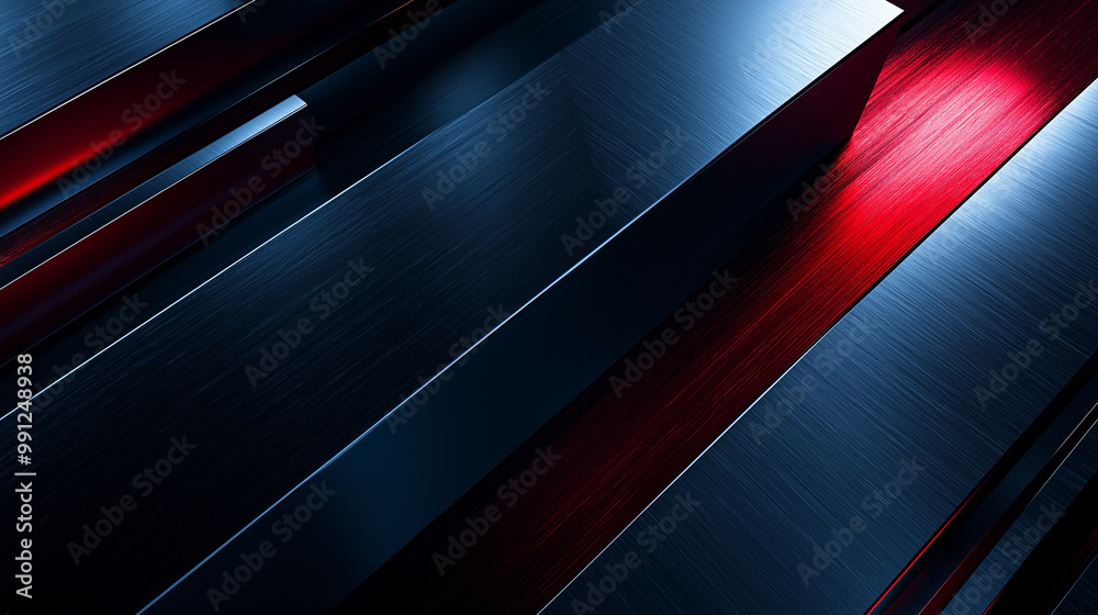 Aufkleber abstract red and blue metallic background with parallel lines