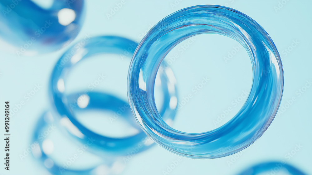 Poster Abstract blue swirl torus floating on minimal background