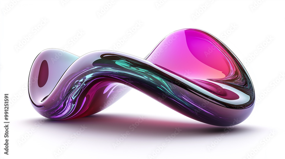 Aufkleber Abstract metallic fluid shape forming a colorful dynamic design