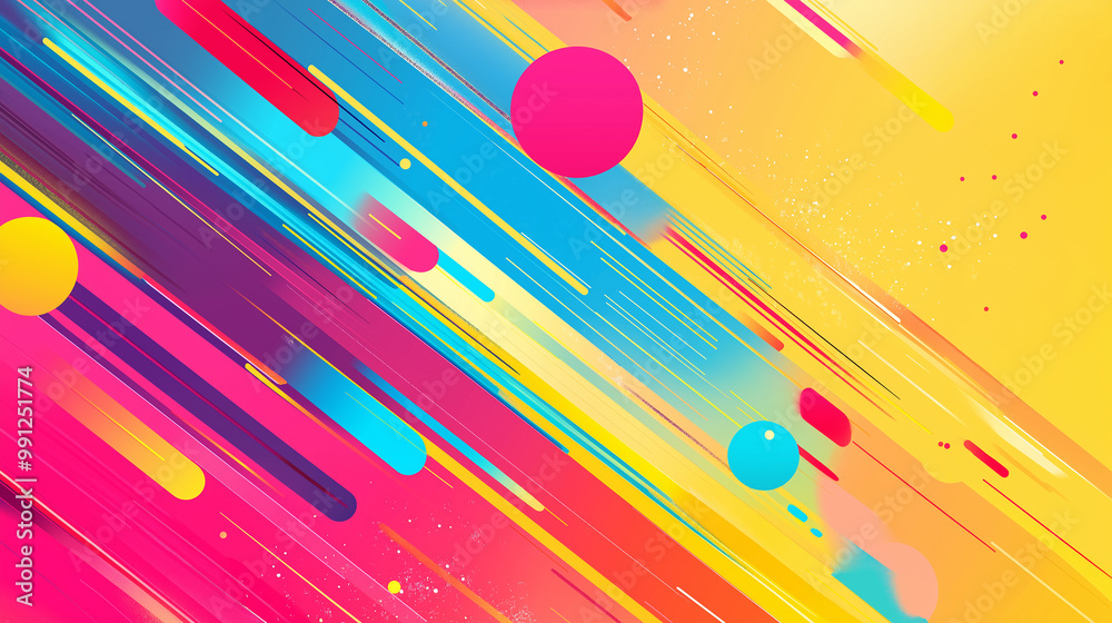 Fototapete abstract colorful diagonal lines and circles background design