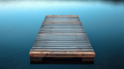 serene wooden pier on a peaceful lake providing a scenic view of the water and horizon perfect for...