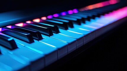 Neon Blue and Pink Piano Keys