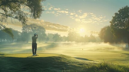 Fototapeta premium Golfing at Sunrise