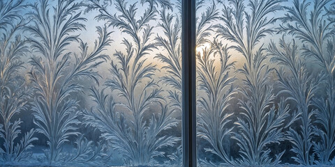 abstract background of frozen textures over the window
