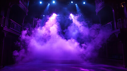 Stage filled with swirling red smoke, creating a dramatic and intense atmosphere