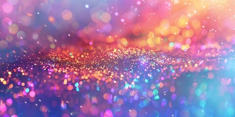 This vibrant background features shimmering glitter in a rainbow of colors, including bright pink, blue, and lilac, ideal for adding a fun and trendy flair to contemporary designs.
