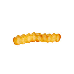 One French fries ribbed on empty background