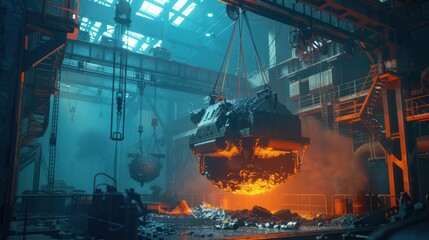 Molten Metal Pouring In A Steel Mill