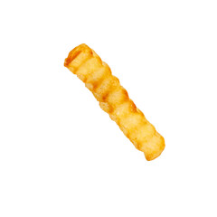 One French fries ribbed on empty background