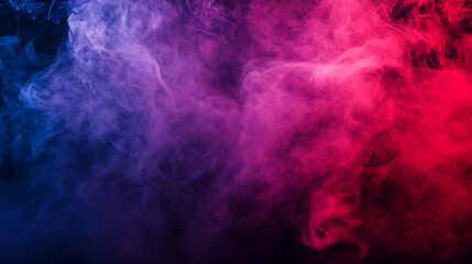 Fototapeta premium Bright red and purple smoke blending on a stage, adding intensity and richness