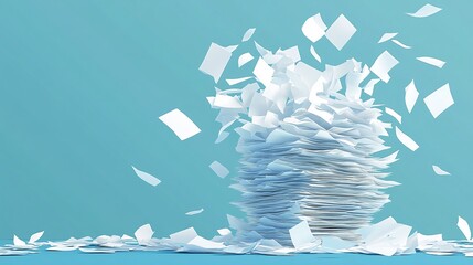 Obraz premium falling stack of blank pages representing business documents in an office environment focusing on paperwork organization and the efficiency of corporate workflows
