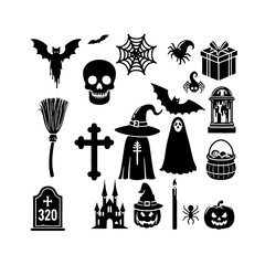 Halloween Vector Silhouettes: Ghosts, Pumpkins, and More 