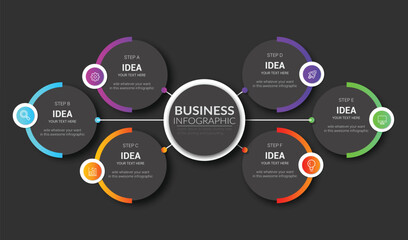 Modern Dark Colorful Realistic Circular Diagram Infographic