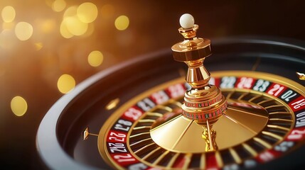 An elegant roulette wheel with a shiny ball, capturing the thrill of casino gaming and the allure of chance.