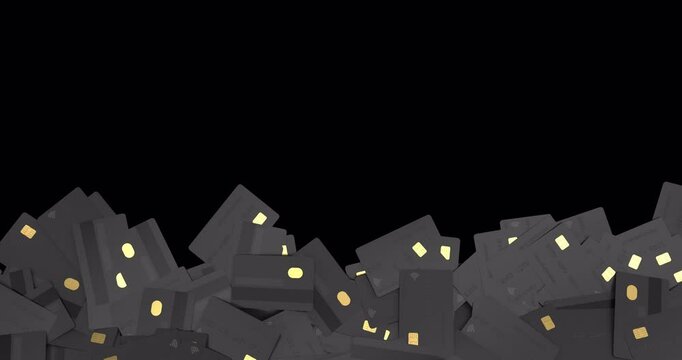 Transition clips featuring credit or bank debit cards on a transparent alpha channel