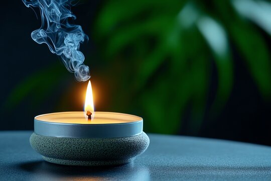 A close-up of a candle and incense burning, creating a peaceful ambiance for spiritual reflection