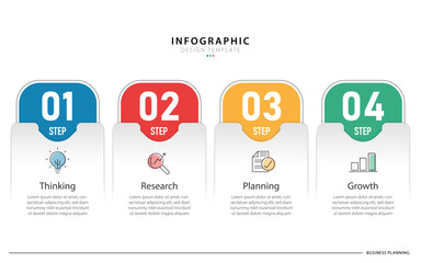 Infographic template 4 Step timeline journey isolated background, Data visualization flat simple design. presentation graph. Business timeline creator 4 options, vector illustration.