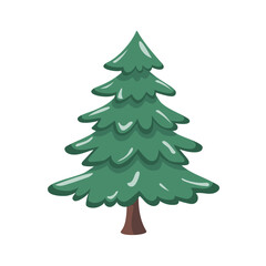Evergreen coniferous tree spruce. Isolated forest pine tree. Cartoon flat style. Symbol of Christmas and New Year. Vector illustration.