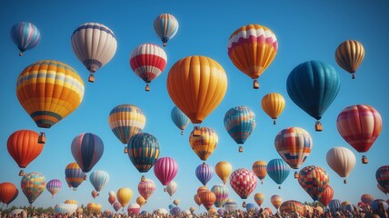 Fototapeta premium 青空の中に浮かぶ気球