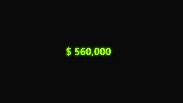 0 to 1 million dollars count in black background.