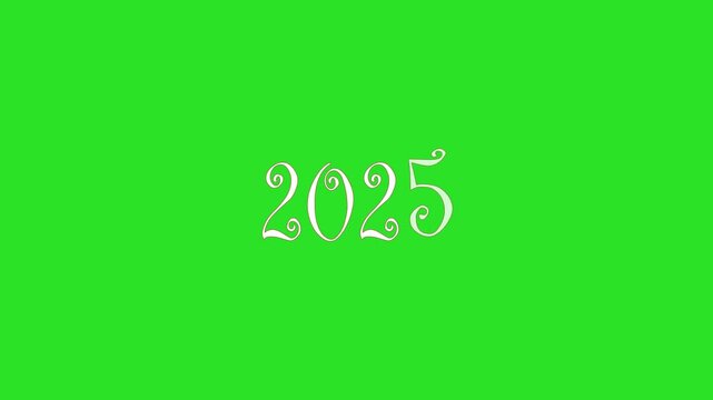 2025 Numerical Particle Fireworks Descend, Abs 2025 year technology background, Sparkling golden firework 2025, 4k animation alpha beet, ribbon, bubbel, new year ,video
