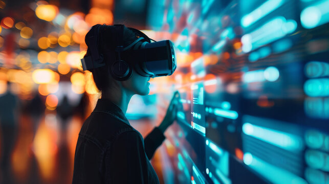 Cyber hub featuring advanced data analytics, virtual reality environments, and automated robotics systems at work. Future of technology-driven societies and innovations in artificial intelligence.