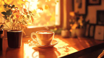 Traditional Japanese Tea Party with Cozy Lofi Anime Manga Art Autumn Vibes and Tranquil Atmosphere