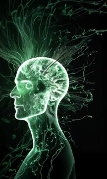 Repr&eacute;sentation de la perte de m&eacute;moire et de connaissance li&eacute;e &agrave; l'Alzheimer et &agrave; la s&eacute;nilit&eacute;, symbolisant la d&eacute;gradation cognitive avec l'&acirc;ge ou la maladie mentale