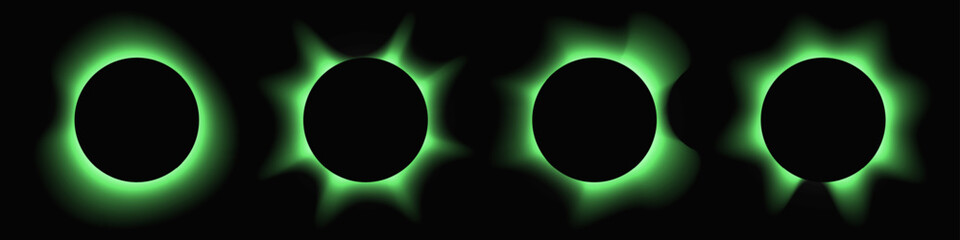 Set of green circle illuminate light frames