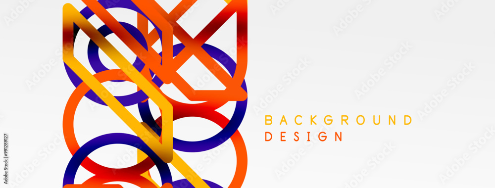 Poster abstract background - colorful circle lines technology or business digital template