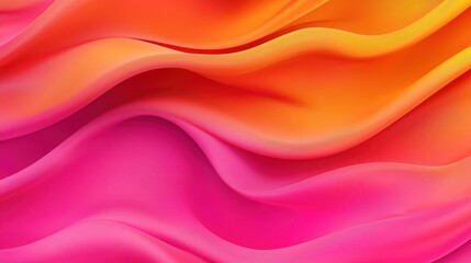 Obraz premium Colorful flowing fabric with smooth waves in pink and orange shades.