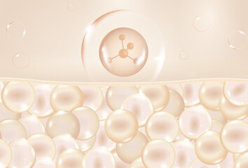 Collagen and vitamins shed skin cells. concept cosmetic solutions. 3d illustration