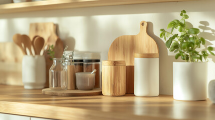 Minimalist Zero-Waste Kitchen with Sustainable Products and Plastic-Free Containers