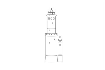 Modern line illustration of the mediaeval Altenburg castle tower building in Bamberg in Beieren, Germany