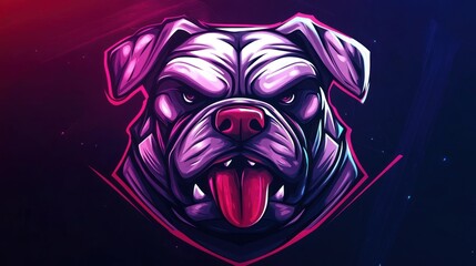 Bulldog animal head logo sport design mascot gaming e-sport template background wallpaper AI generated image