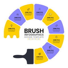 Infographic template. Paint brush with 9 steps