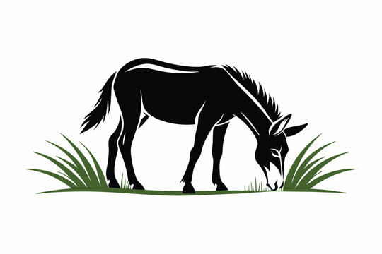 recommend clip art: Mule eat grass silhouette F.eps