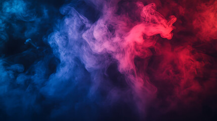 Obraz premium Deep blue and purple smoke blending on a stage, creating a rich, atmosphere
