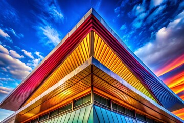 Vibrant modern architecture against cloudy sky