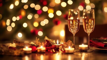 Romantic New Year Dinner Setting for Two