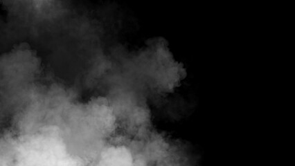 Abstract smoke misty fog on isolated black background. Texture overlays. Design element.